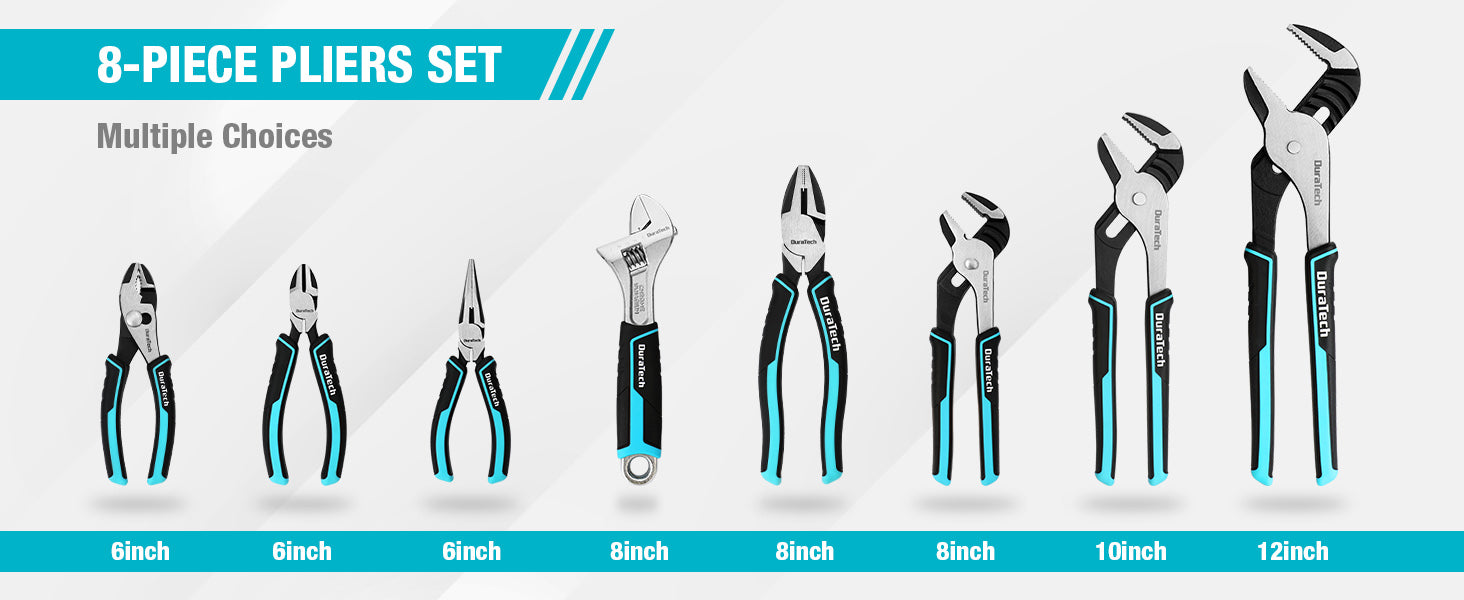 DURATECH 8-Piece Pliers Set with Rolling Pouch