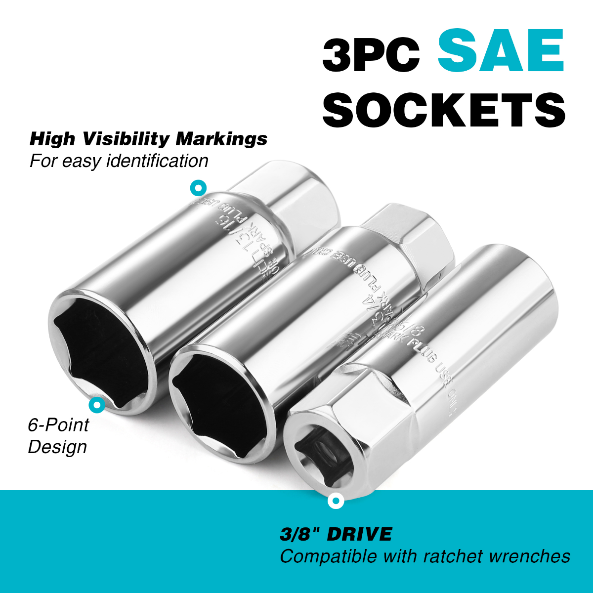 DURATECH 3/8-inch Drive Spark Plug Socket Set