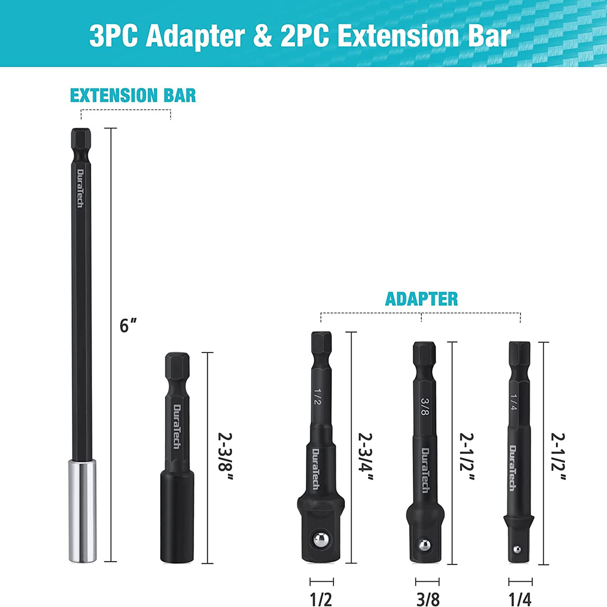 DURATECH 5-Piece Socket Adapter/Extension Bar Set