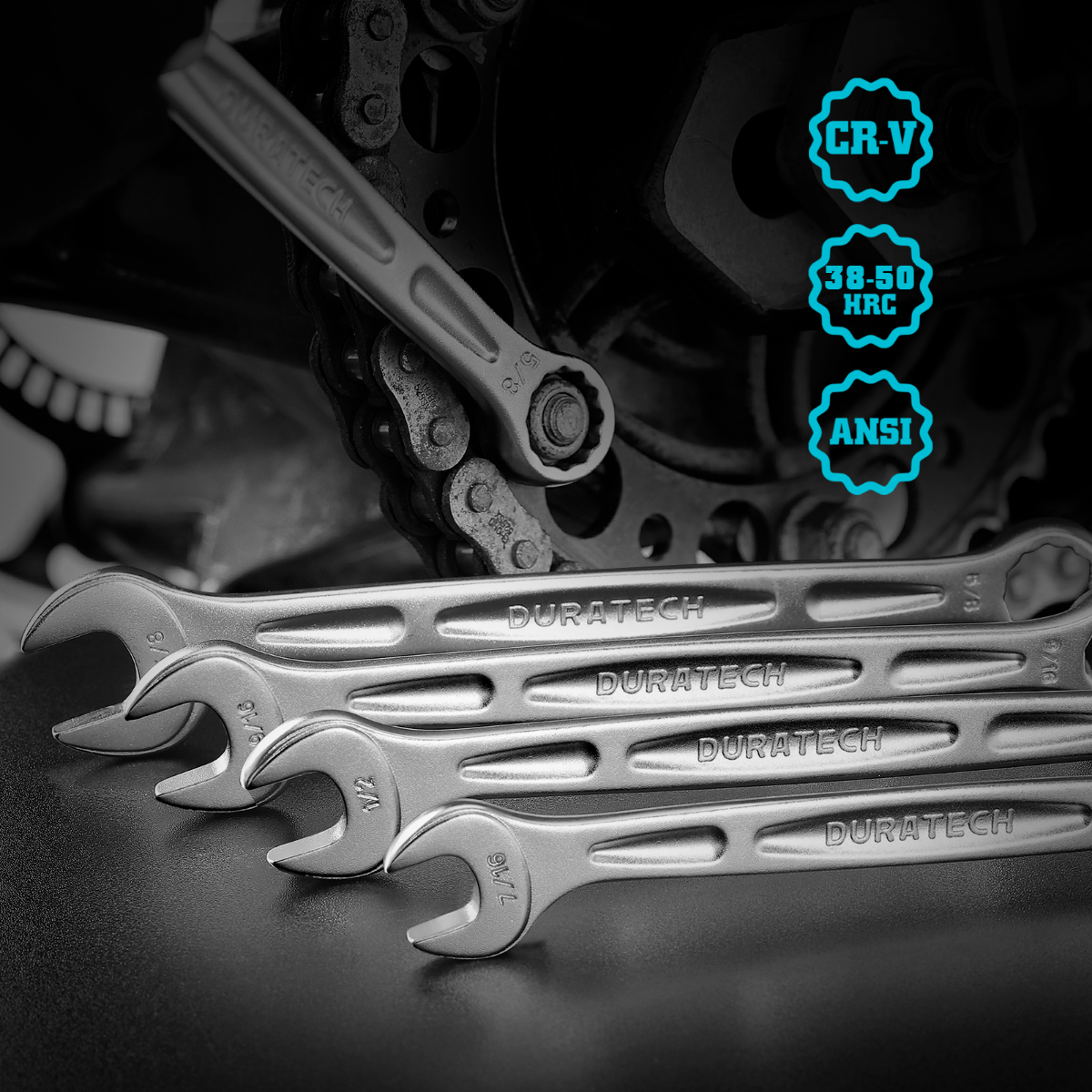 DURATECH 8-Piece Combination Wrenches Set, SAE/Metric