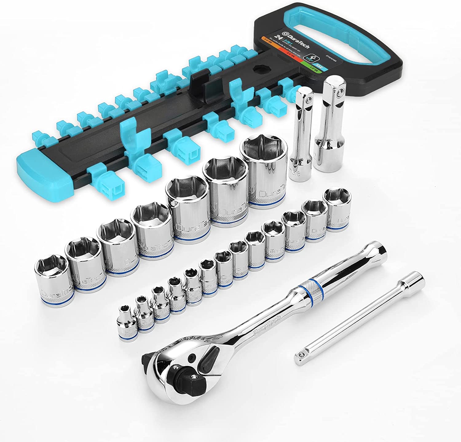 DURATECH 24-Piece Socket Wrench Set, SAE/Metric