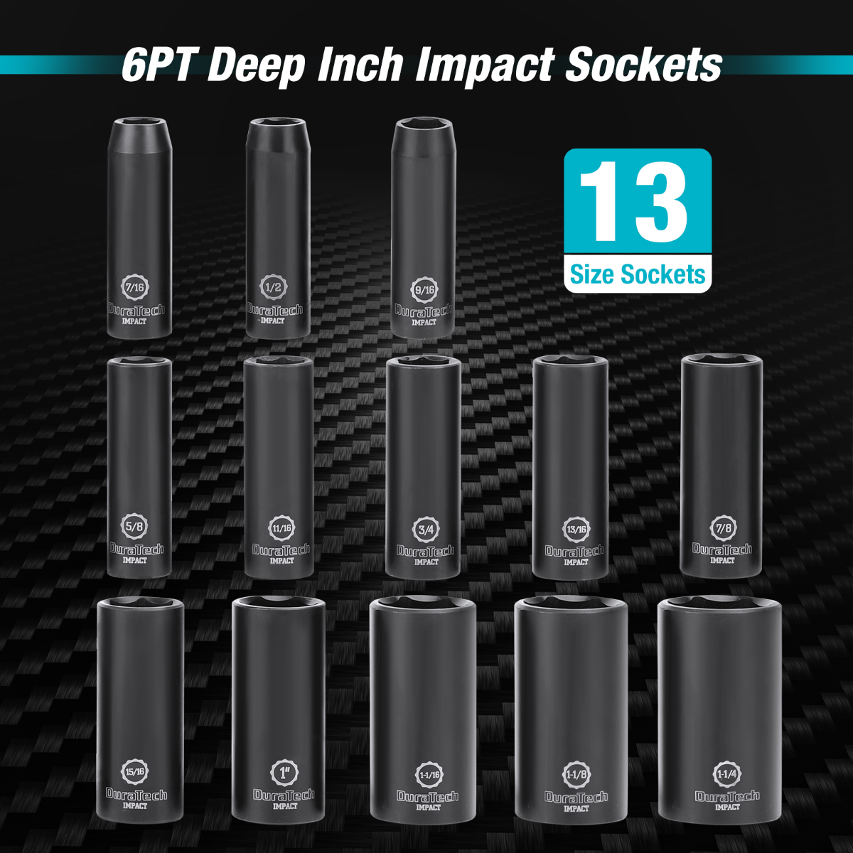 DURATECH 1/2 Inch Drive Deep Impact Socket Set