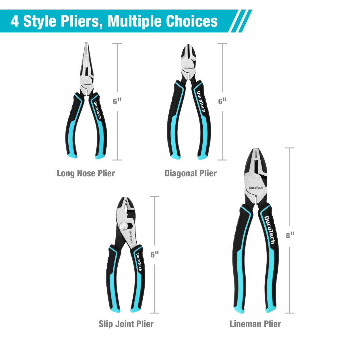 DURATECH 8-Piece Pliers Set with Rolling Pouch