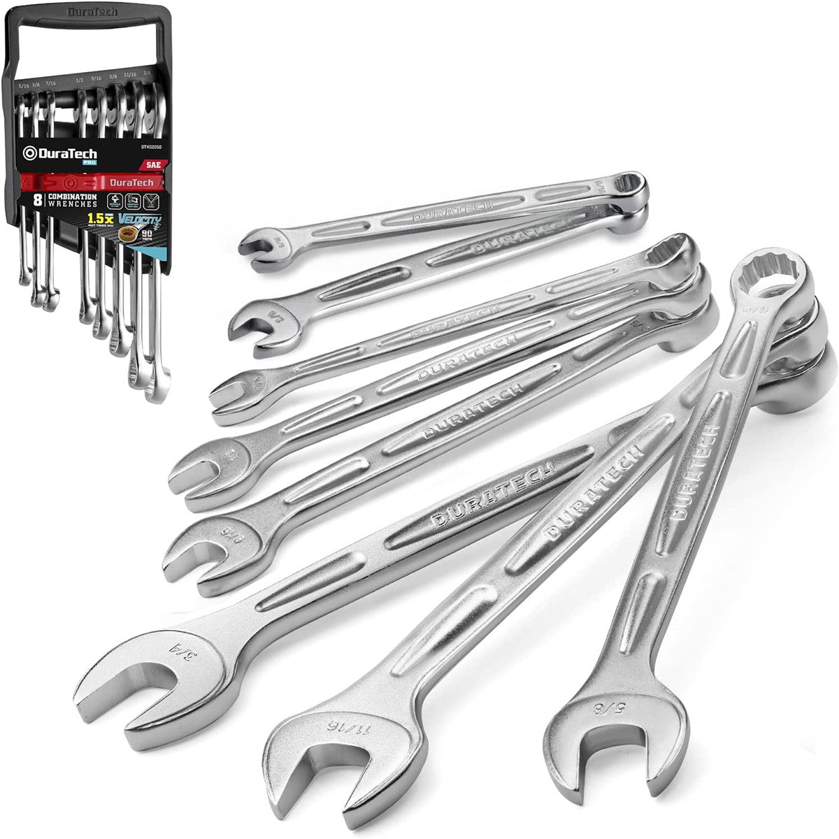DURATECH 8-Piece Combination Wrenches Set, SAE/Metric