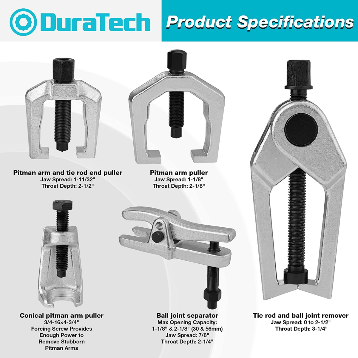 DURATECH 5-Piece Ball Joint Separator, Pitman Arm Puller, Tie Rod End