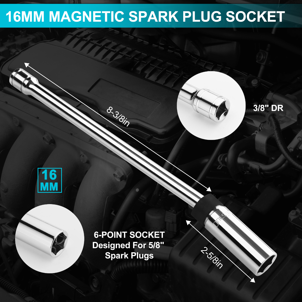 DURATECH 5/8" Swivel Magnetic Spark Plug Socket