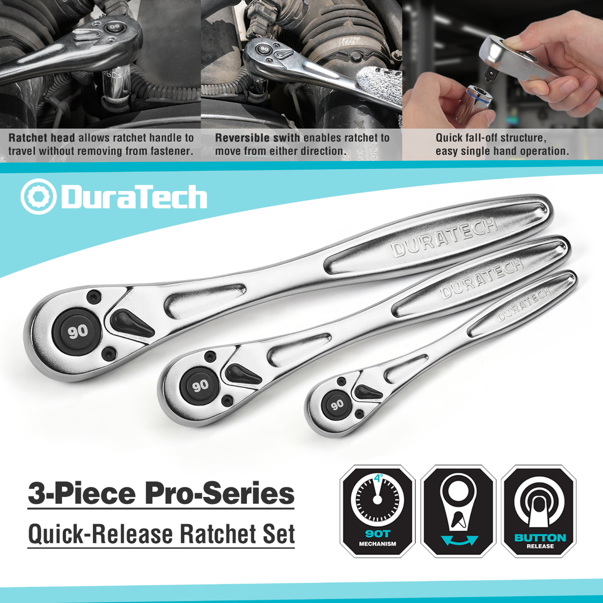 DURATECH 3-Piece Heavy Duty Socket Wrench