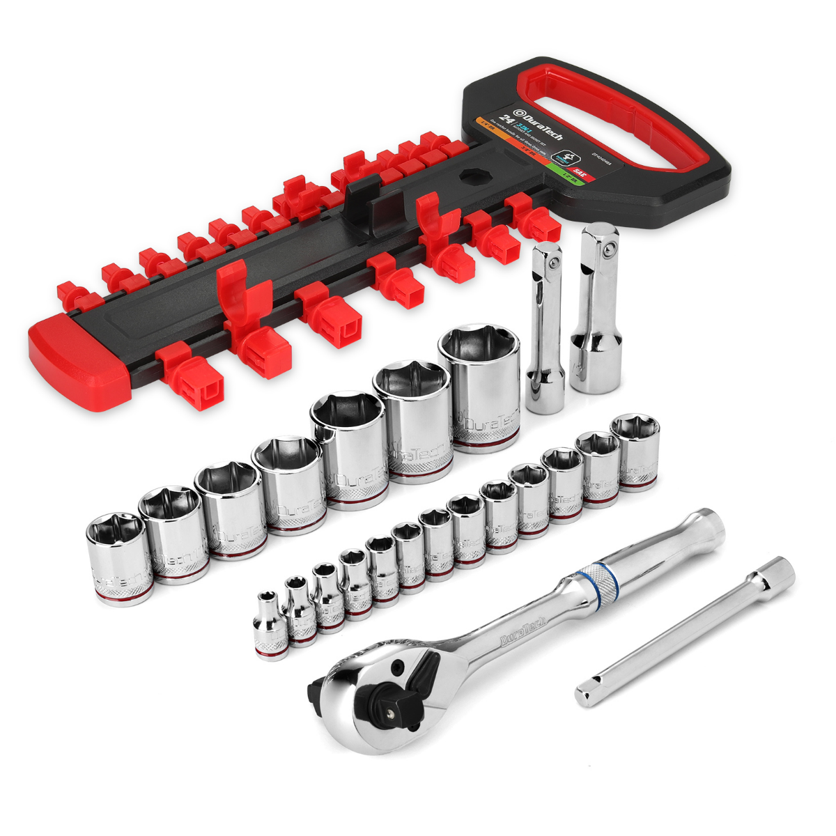 DURATECH 24-Piece Socket Wrench Set, SAE/Metric