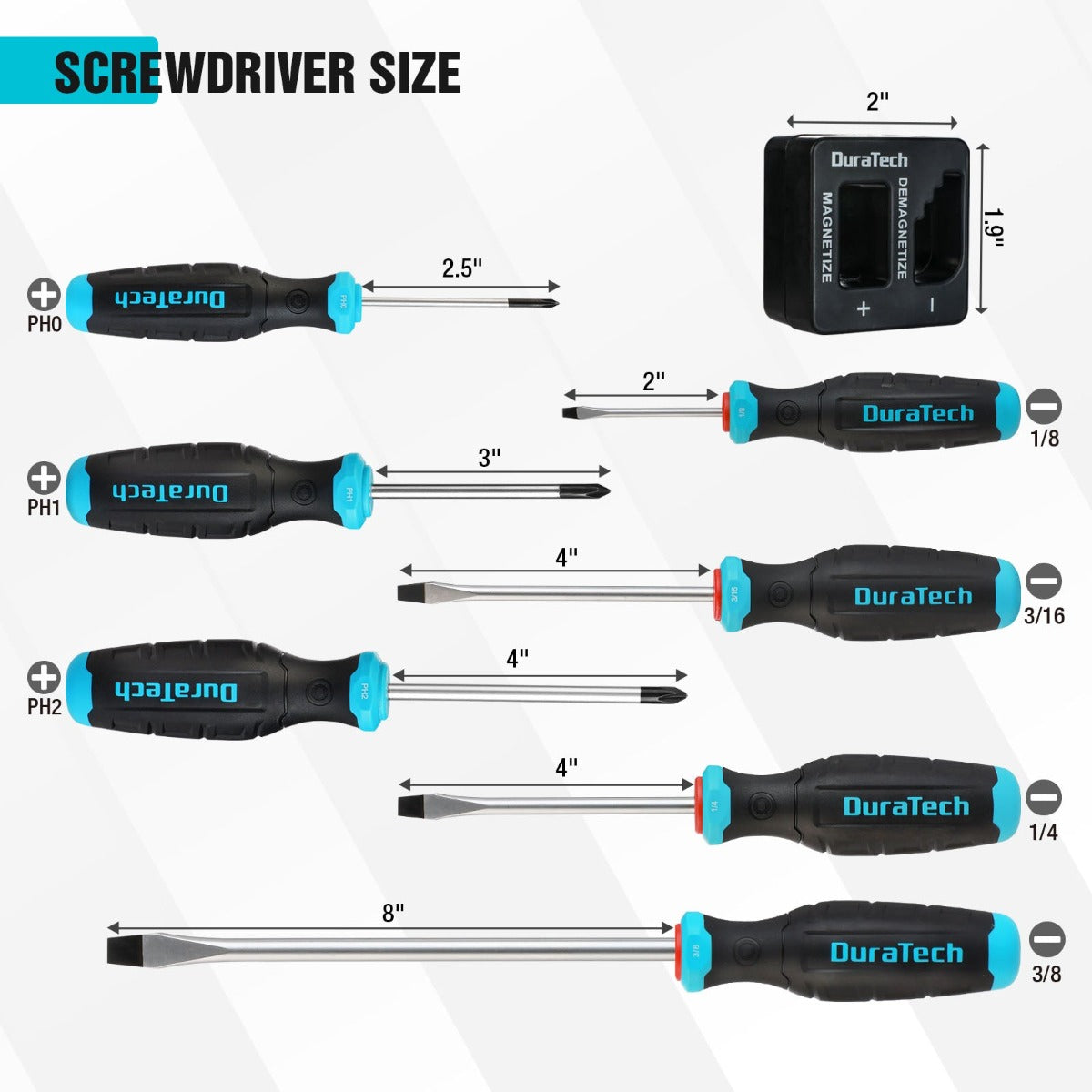 DURATECH 5/8/12-Piece Magnetic Screwdriver Set