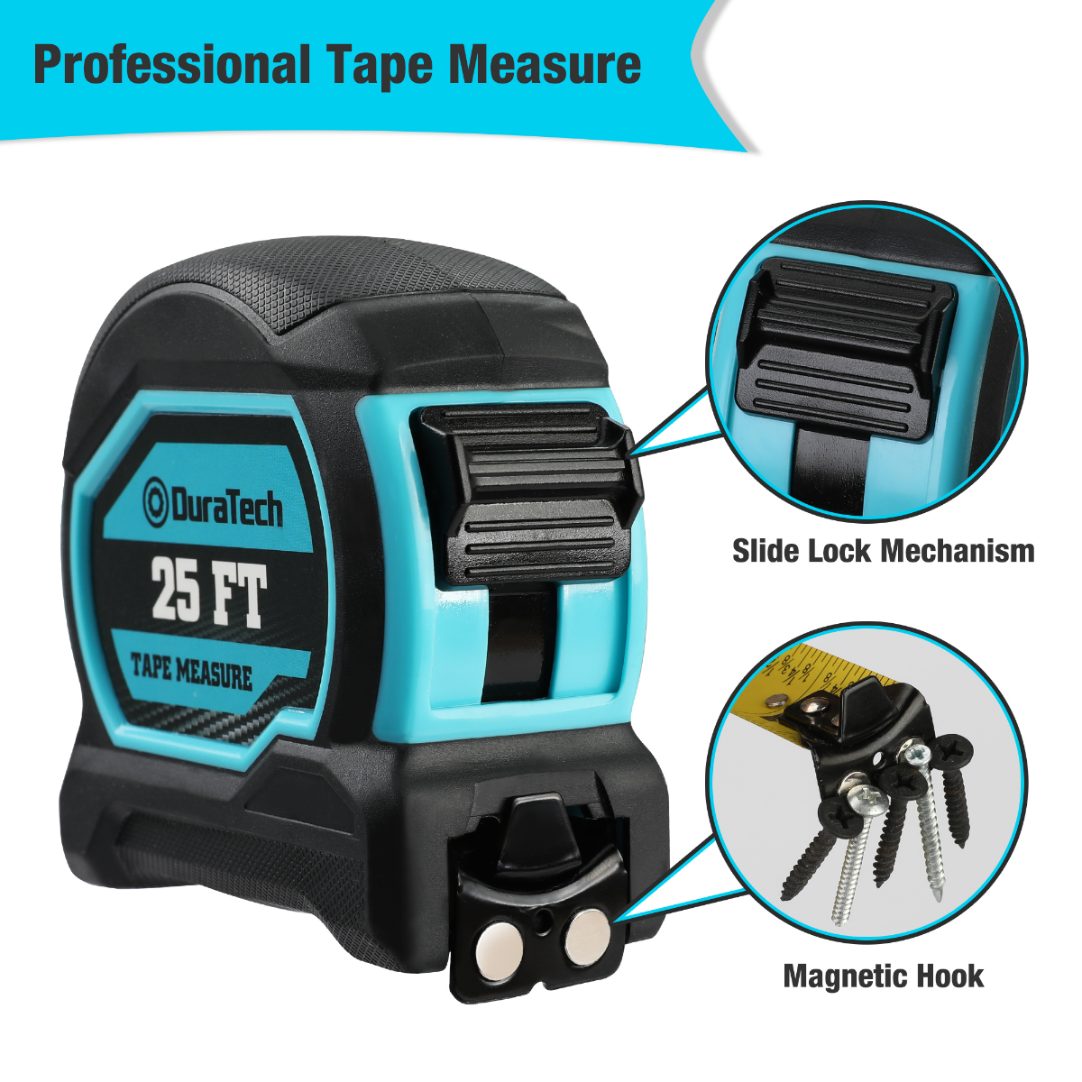 DURATECH Magnetic Tape Measure 25FT