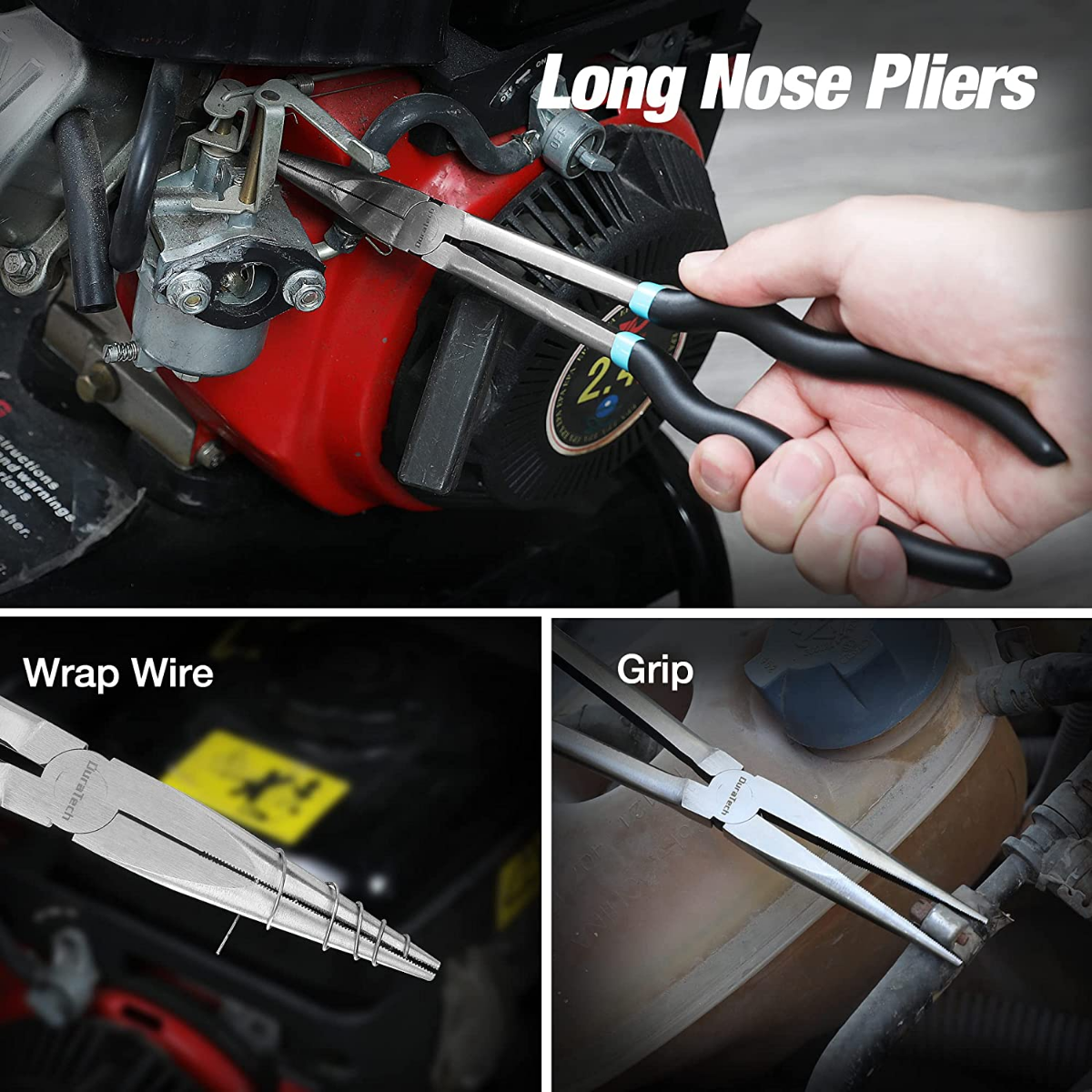 4pcs/set Long Needle Nose Pliers Set, 4 In 1 Bent Needle Nose Pliers 90  Degree, 11 Inch Spark Plug Wire Removal Tool