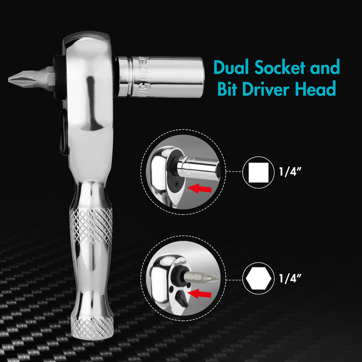 DURATECH 1/4-Inch Stubby Socket Wrench